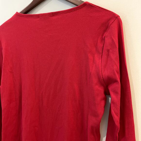 J.Crew Fine Rib Knit Cardigan Cotton Blend Sweater Holidays CI027 Red L FLAW - Picture 10 of 15